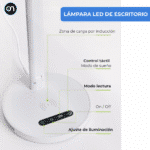 Lámpara LED de escritorio con cargador inalámbrico, brillo regulable y temperatura ajustable